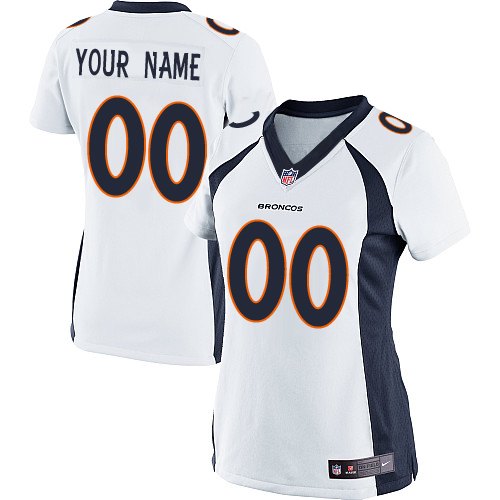 Women's Limited Nike Jersey White Road - Customized NFL Denver Broncos